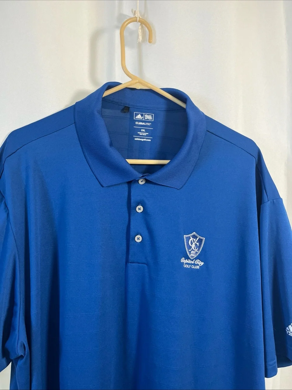 ADIDAS ClimaLite Blue Capitol City Golf Club Short Sleeve Golf Polo Size XXL